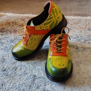 Vibrant Green and Orange Women's Sneakers